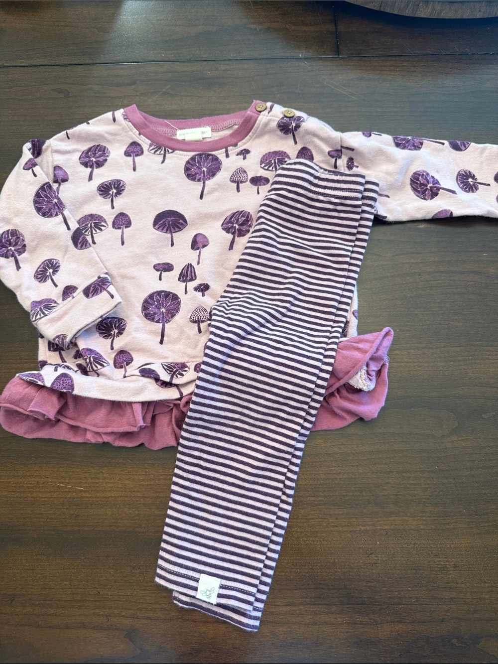 Burt's Bees Baby Purple Mushroom Play Set with Stripe Leggings